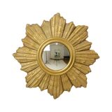 Miroir soleil convexe en plâtre doré, Belgique 1960-1970