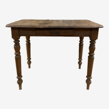 Table de ferme rectangulaire en bois tourné 90cm ou bureau ancien