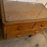 Art Deco dressing table with original beveled mirror is tilting swivel