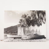 Old photograph on wood panel