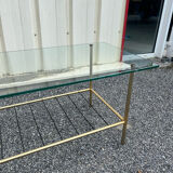 Vintage glass and brass coffee table