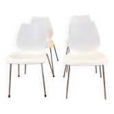 Set of 4 white Maui chairs by Magistretti for Kartell 2000s Italy
