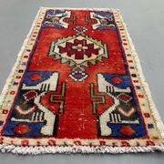 Small Vintage Turkish Rug 85x45 cm, Short Runner, Tribal, Shabby Chic