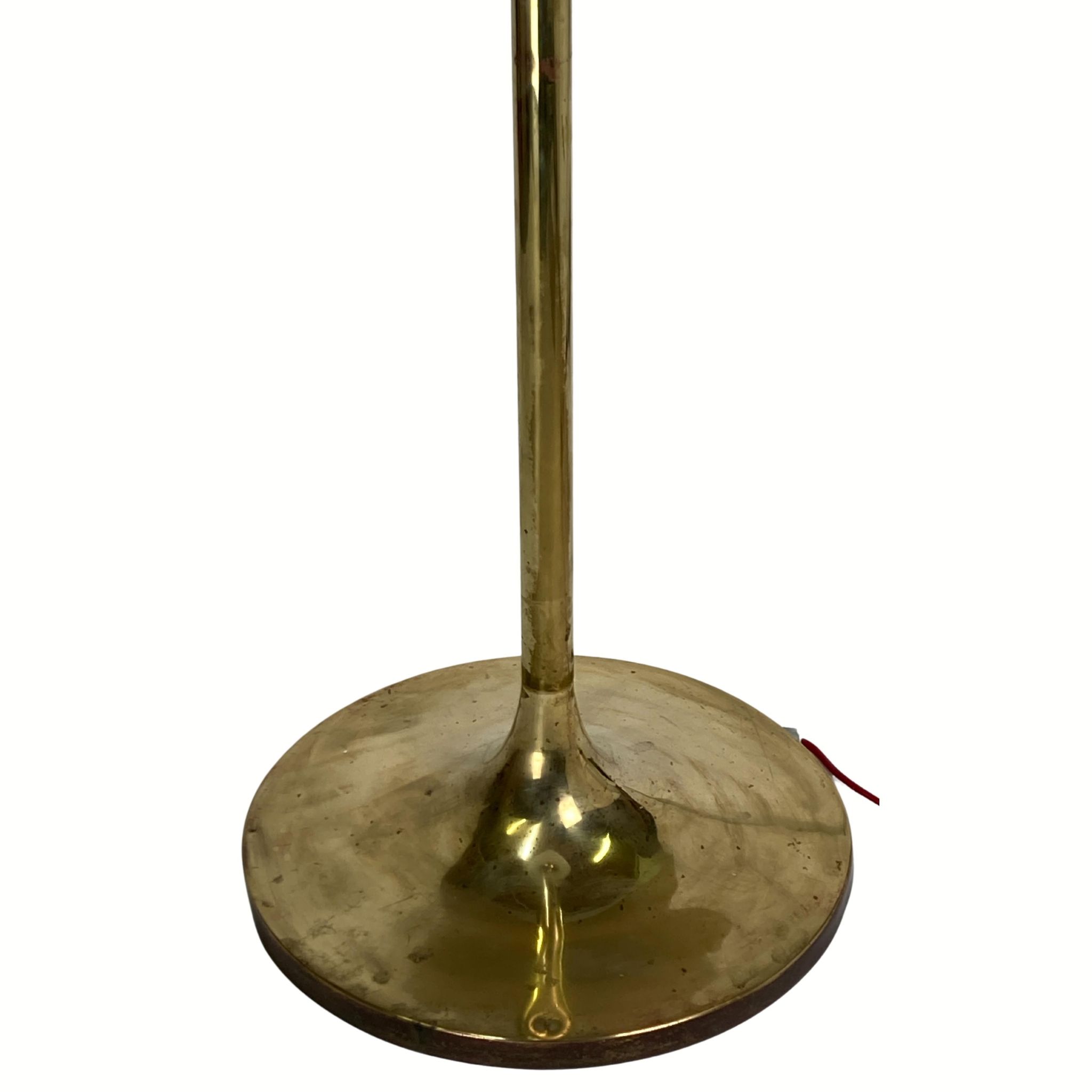 Patinated brass Art Deco low floor lamp, 132cm