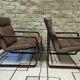 Pair of vintage 1970s faux leather armchairs