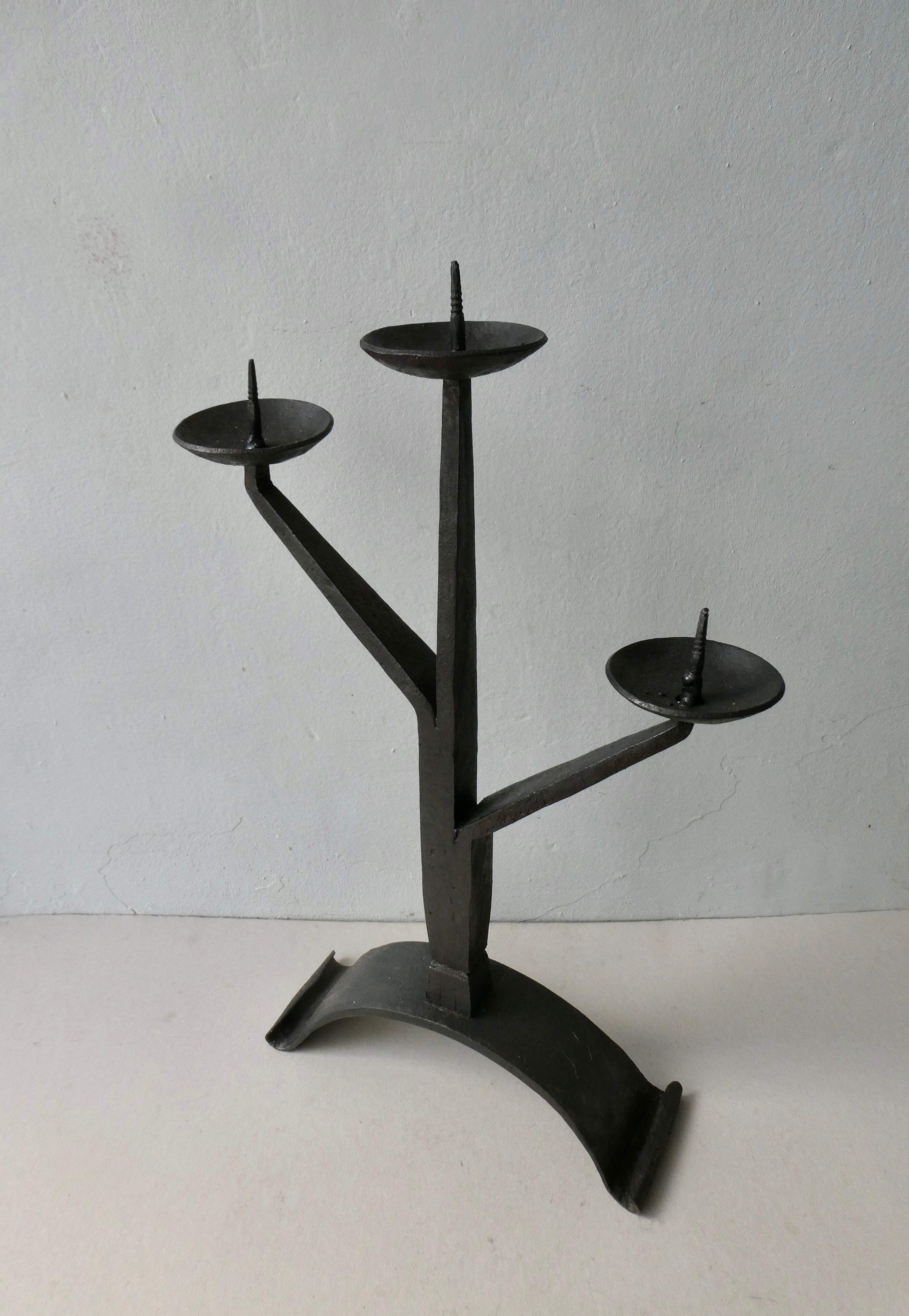 Wrought iron chandelier, brutalist style, 60s