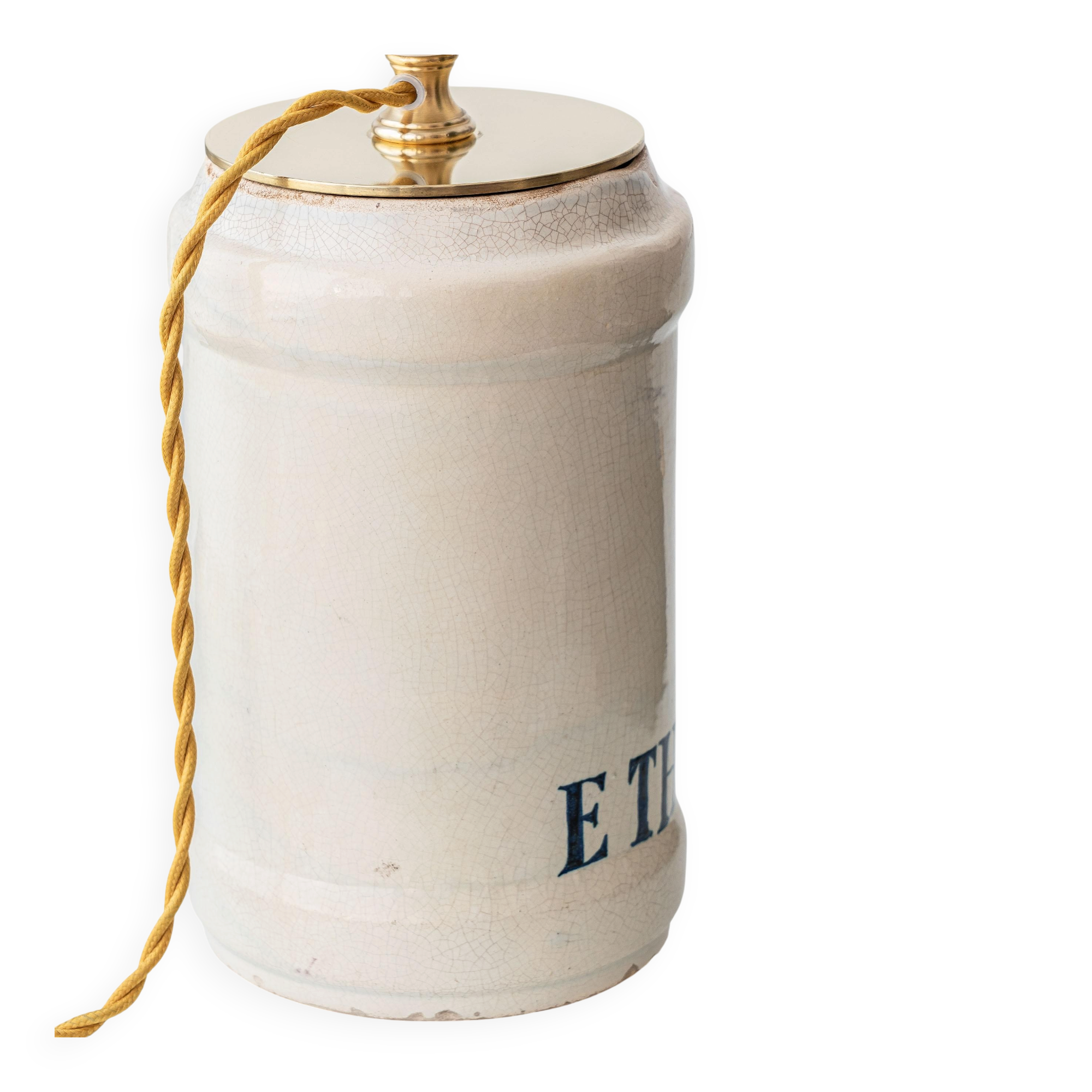 Italian Apothecary Ceramic Table Lamp Pharmacy Albarello, circa 1870-1885