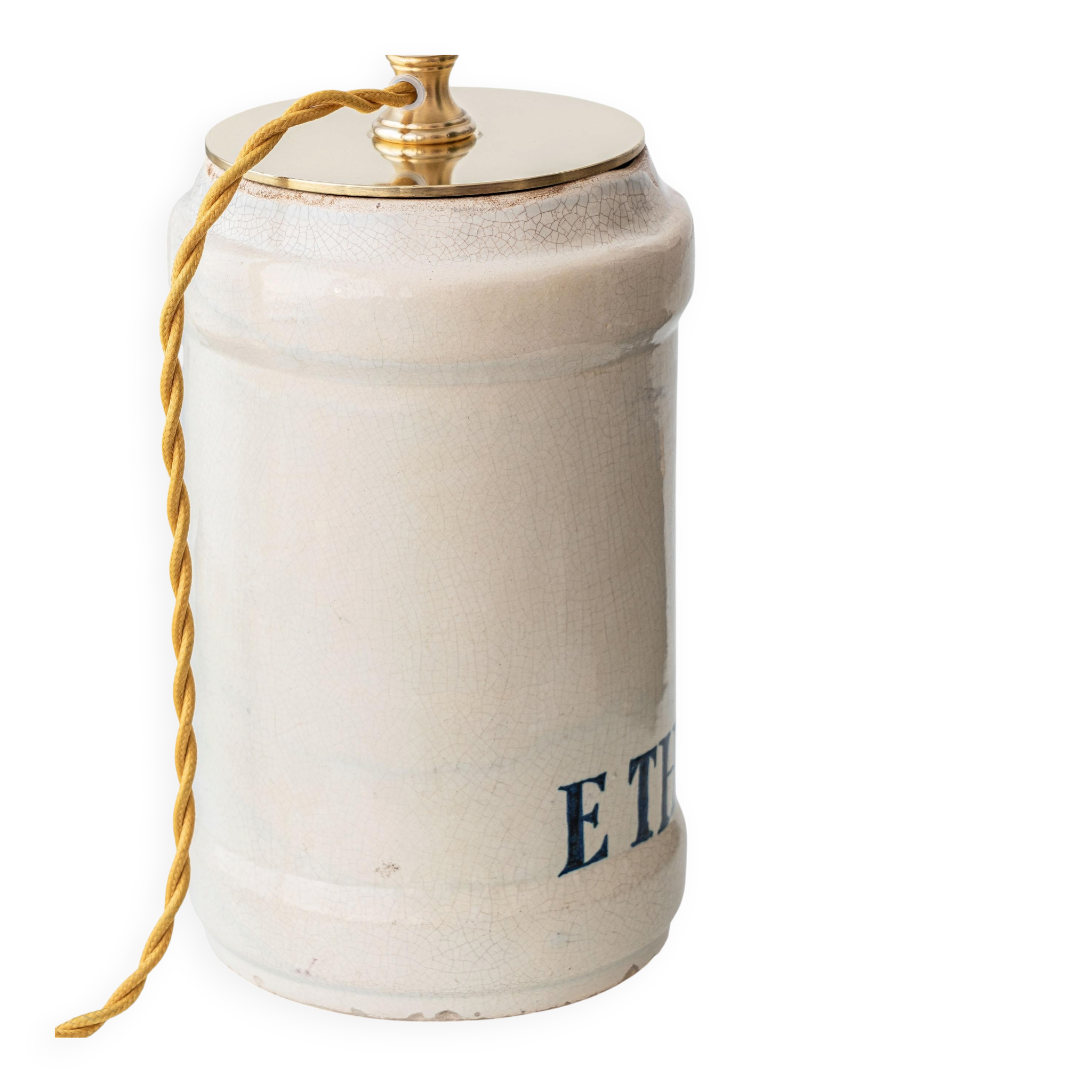 Italian Apothecary Ceramic Table Lamp Pharmacy Albarello, circa 1870-1885