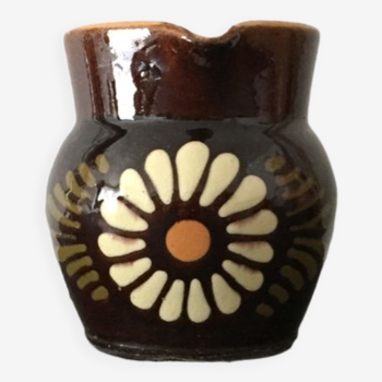 Pot cruche artisanal marron 70's ceramique
