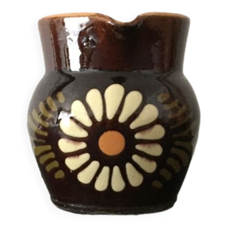 Pot handmade jug brown 70's ceramic