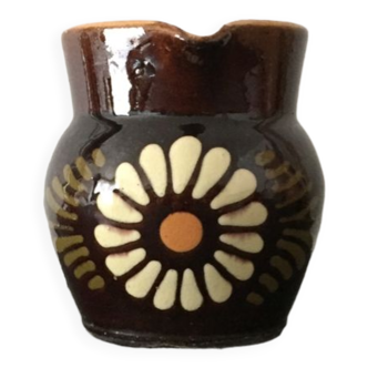 Pot cruche artisanal marron 70's ceramique