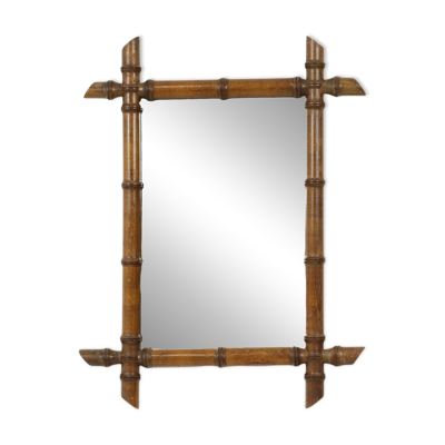 Miroir en bois faux bambou français ancien