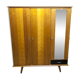 French wardrobe with tapered legs, 3 doors, 1 mirror (27*130), and 1 drawer.