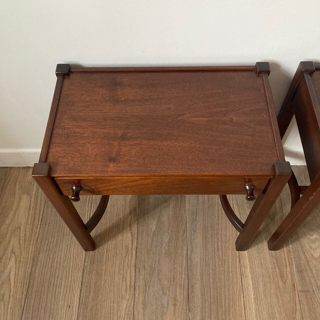 Pair of walnut bedside tables