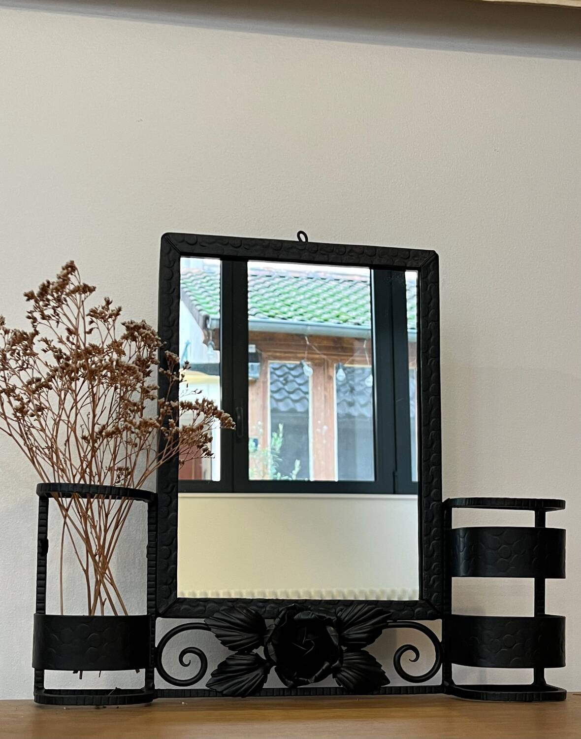 Wrought iron Art Deco mirror