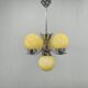 Art Deco Chrome and Opaline Glass Chandelier, Czechoslovakia