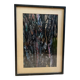 Old Abstract Oil On Paper Signed + Black Wood Frame #B548