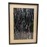 Old Abstract Oil On Paper Signed + Black Wood Frame #B548