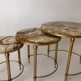 Tables gigognes marbre et laiton