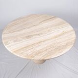 Pedestal dining table in travertine, Stone International, Italy, 1970s