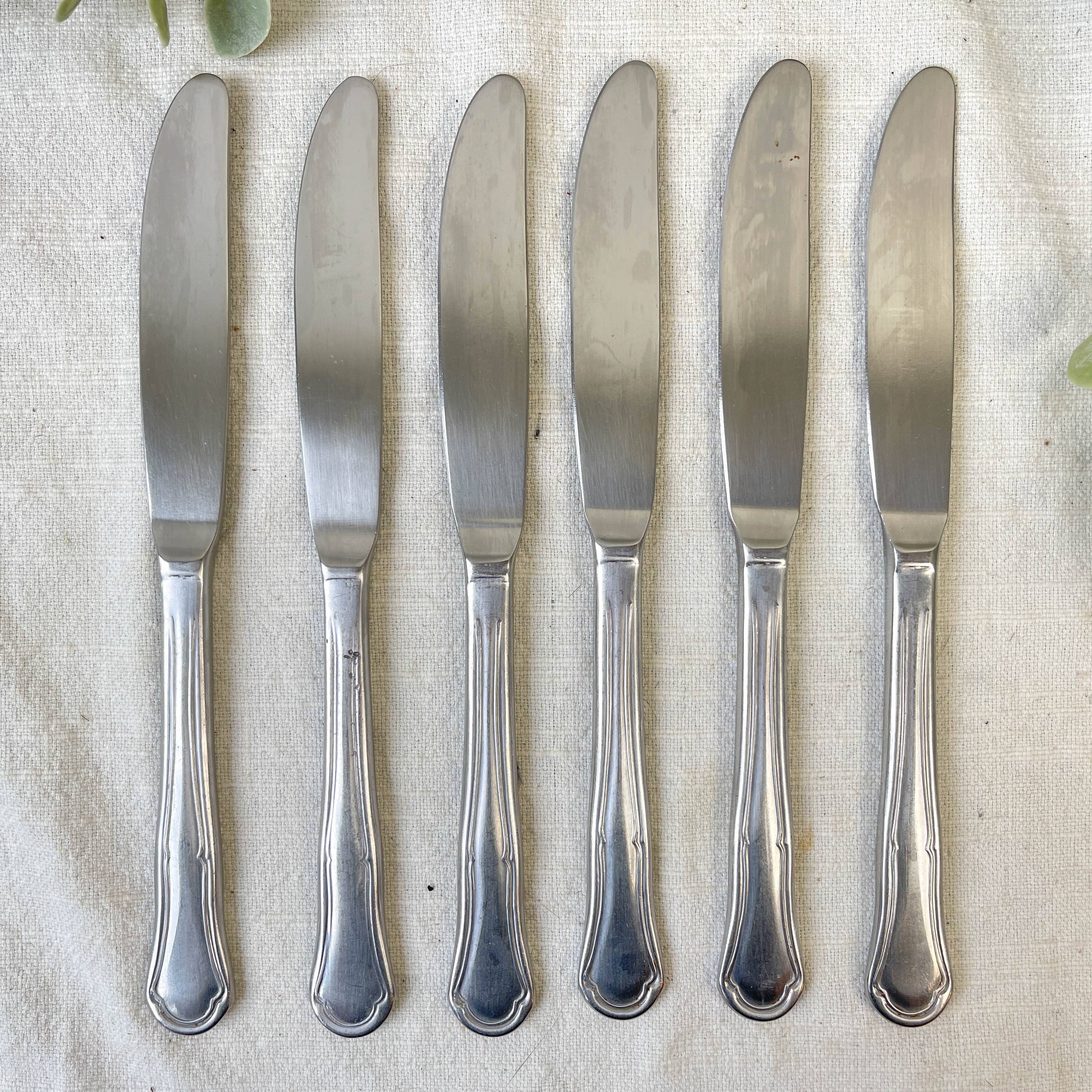 6 vintage stainless steel knives made in France