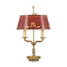 Empire style hot water bottle lamp, two lights, with oval lacquered lampshade "lucien gau "