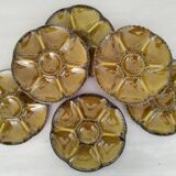 Vintage gien earthenware barbotine shell oyster plates