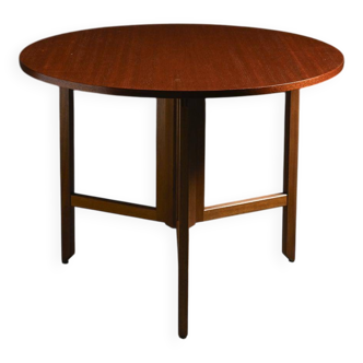 Table ronde en acajou par André Sornay, Meubles Sornay 1960