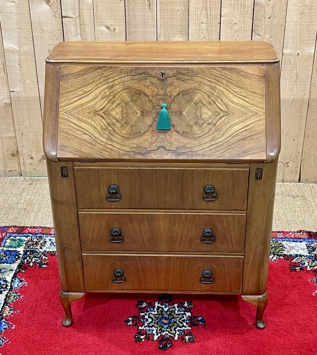 1960s English walnut secretary