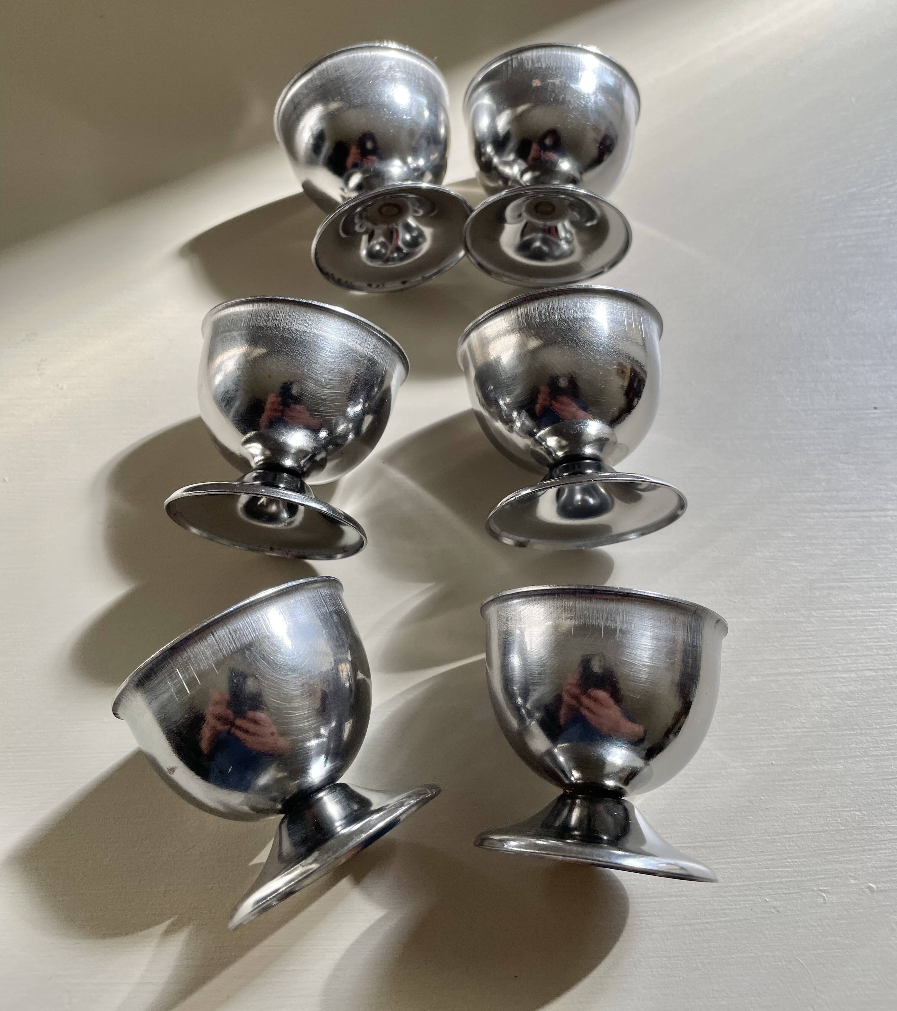 Vintage stainless steel egg cups