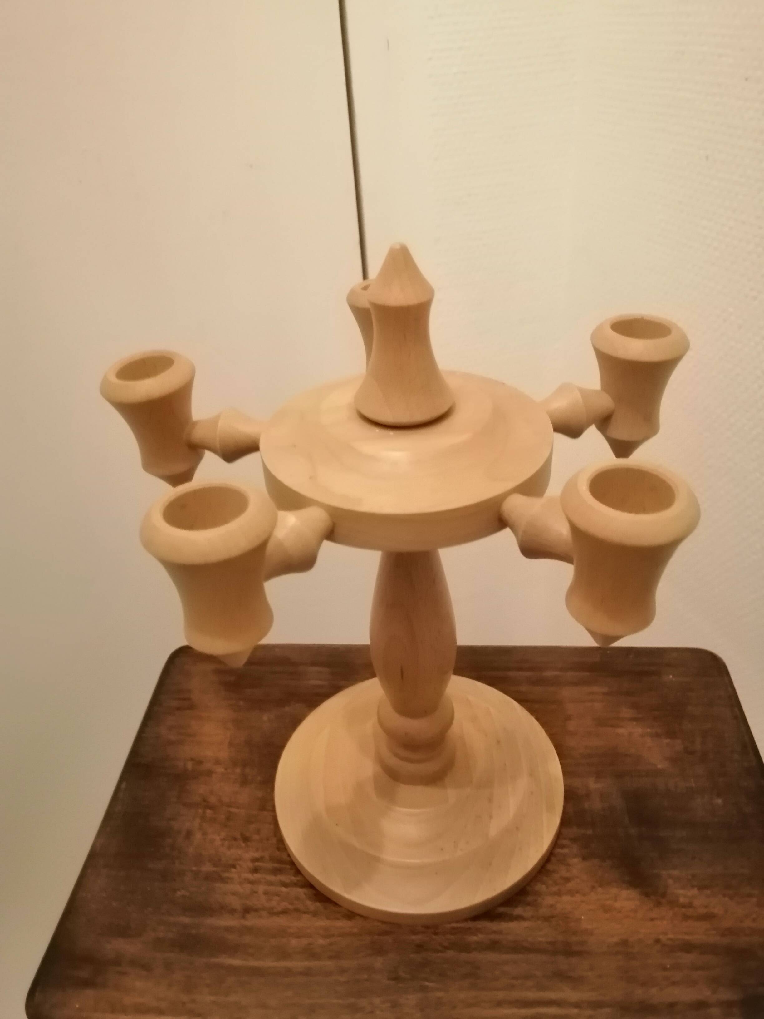 Scandinavian wooden candlestick holder