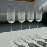 Set of 4 Engraved Champagne Flutes Salviati