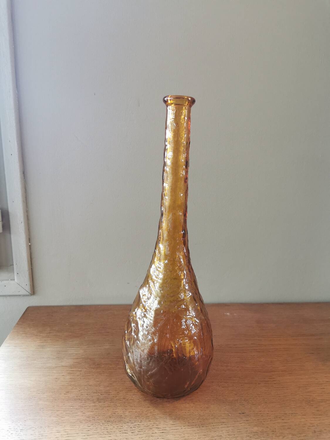 Italian vintage dented amber decanter