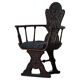 Scandinavian armchair in solid oak with cushion, folk art, early 19th century.