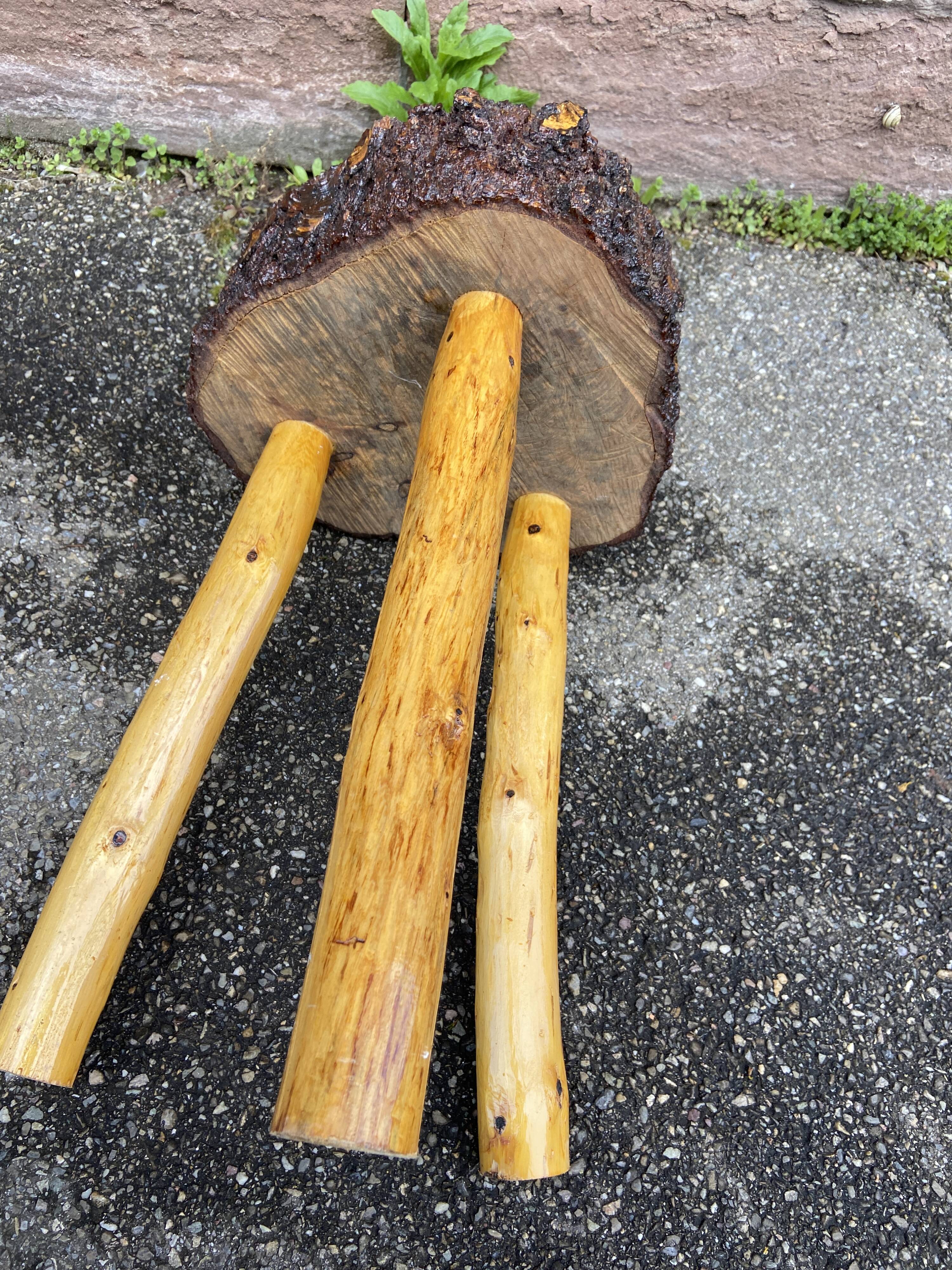 pair of rustic tripod farm stools 1950 brutalist wooden vintage French stool