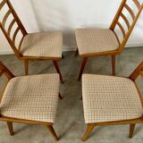 Set of 4 Scandinavian design beech chairs from the 70s vintage
