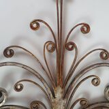 Pair of Silver Wrought Iron And Glass Wall Lights by Banci, Italy, 1940s