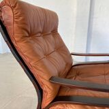 Vintage mid century scandinavian (oddvin rykken) cognac leather chair 1960s