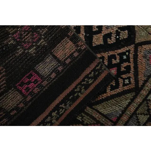 1970s Vintage Turkish Oushak Handmade Wool Cotton Pink Runner Rug 85x377