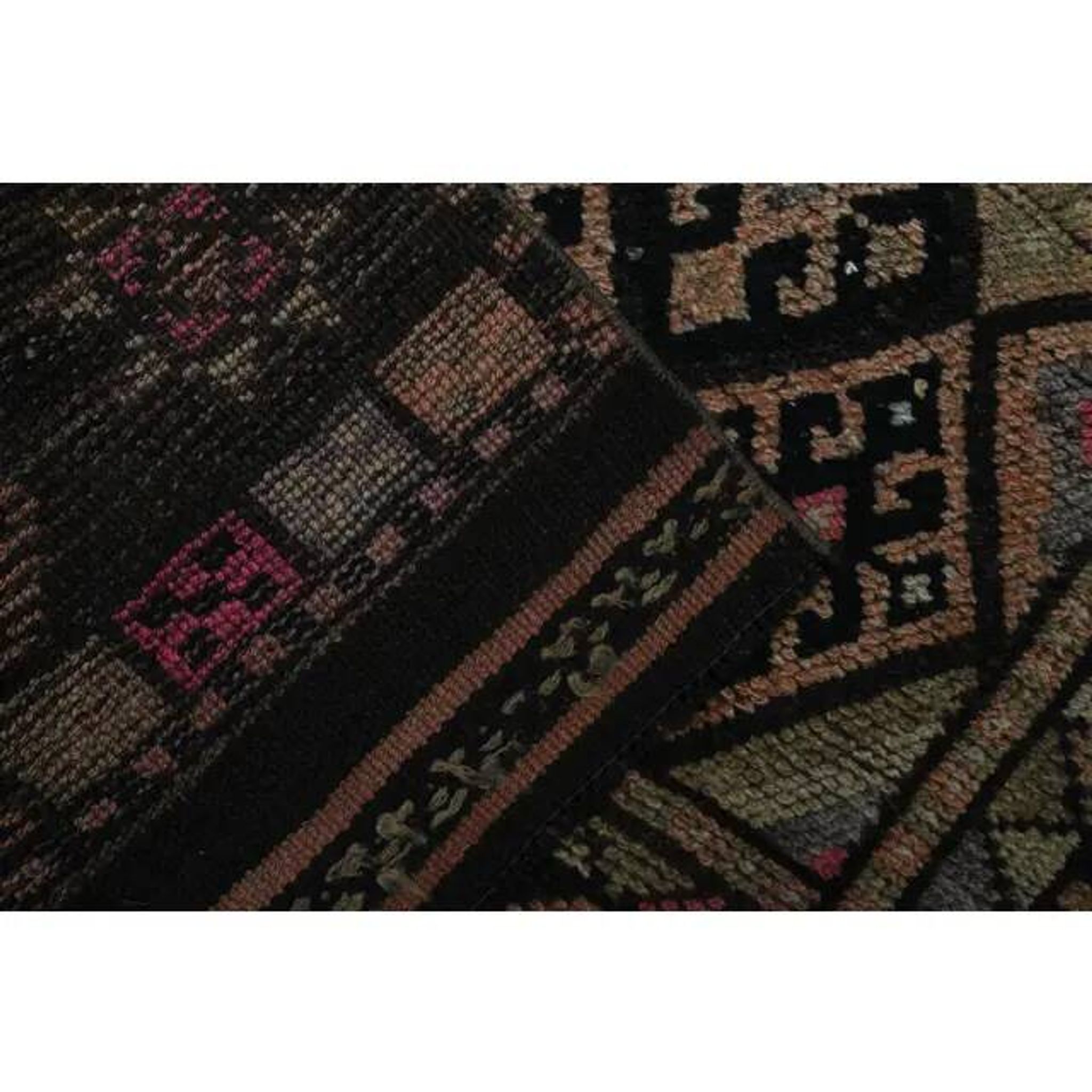 1970s Vintage Turkish Oushak Handmade Wool Cotton Pink Runner Rug 85x377