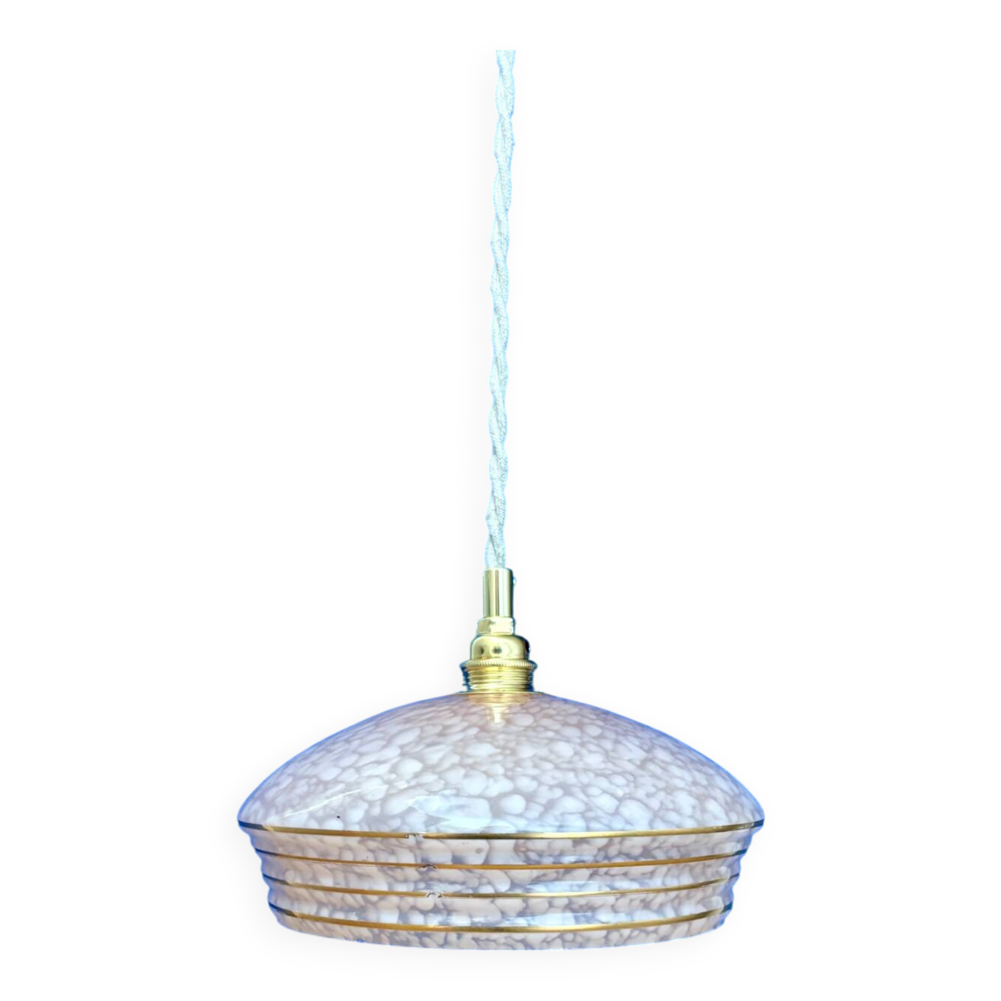 Vintage pink and gold clichy glass lampshade pendant light
