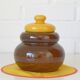 Vintage Handmade Ceramic Jar / Brown & Yellow Retro Kitchen Pottery