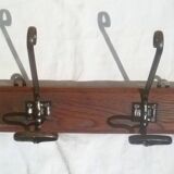 Metal and solid wood hooks, vintage