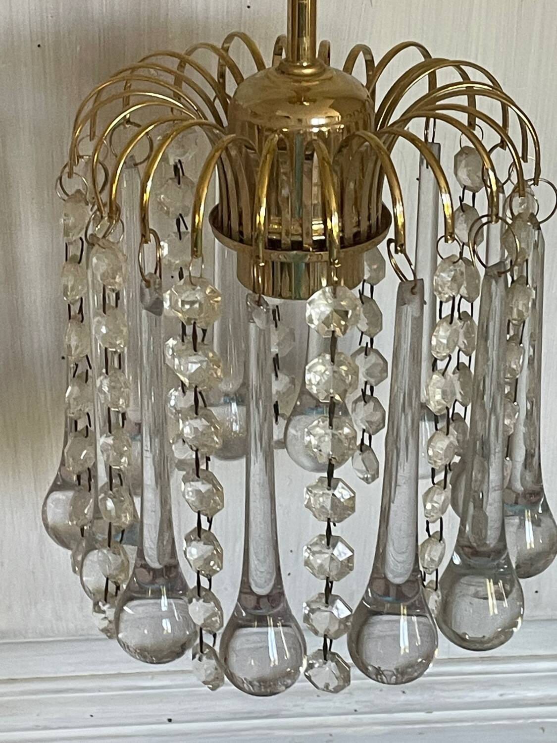 Murano glass and gold metal pendant light