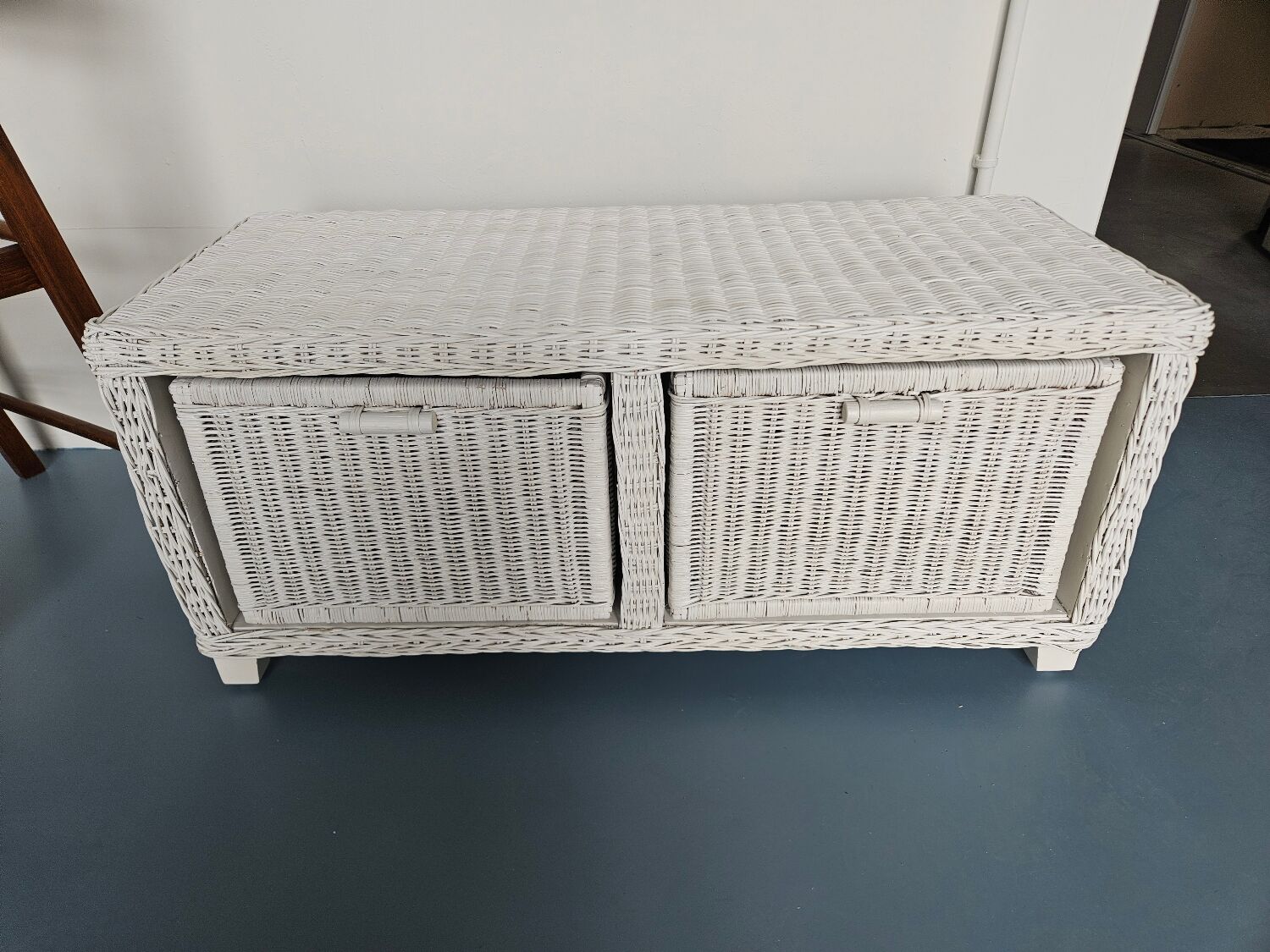 Rattan storage bench