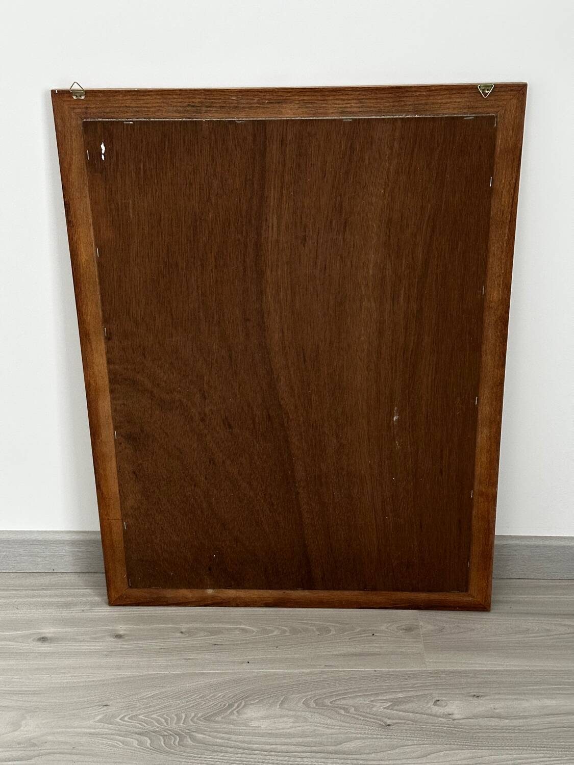 Rectangular light wood mirror from the 1950s with bevelled glass, 83/62 cm.