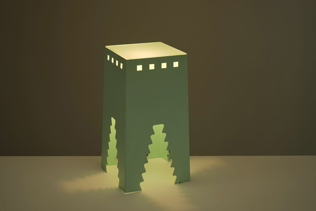Postmodern metal table lamp around 1980