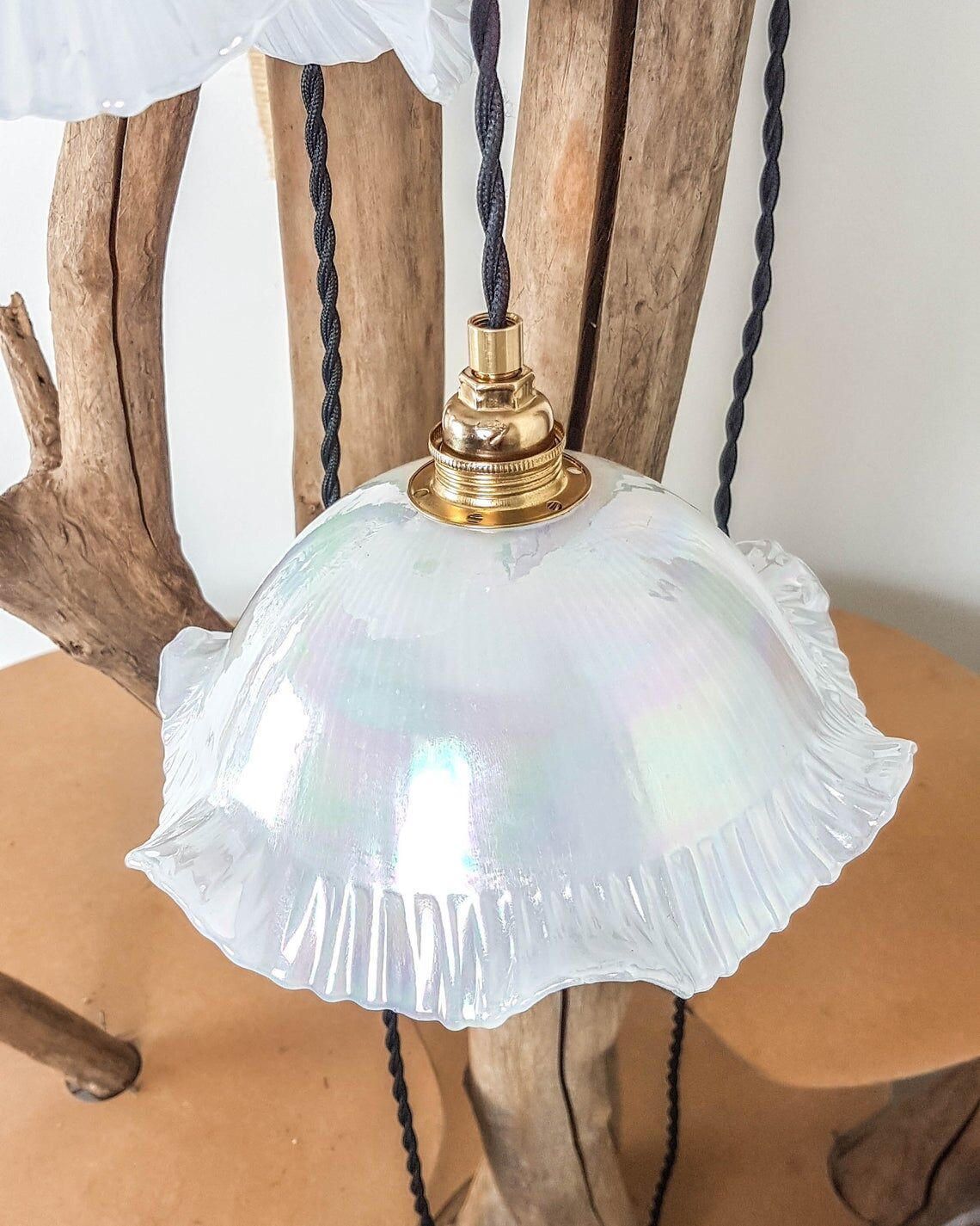 Pair of walking lamps with opaline globe