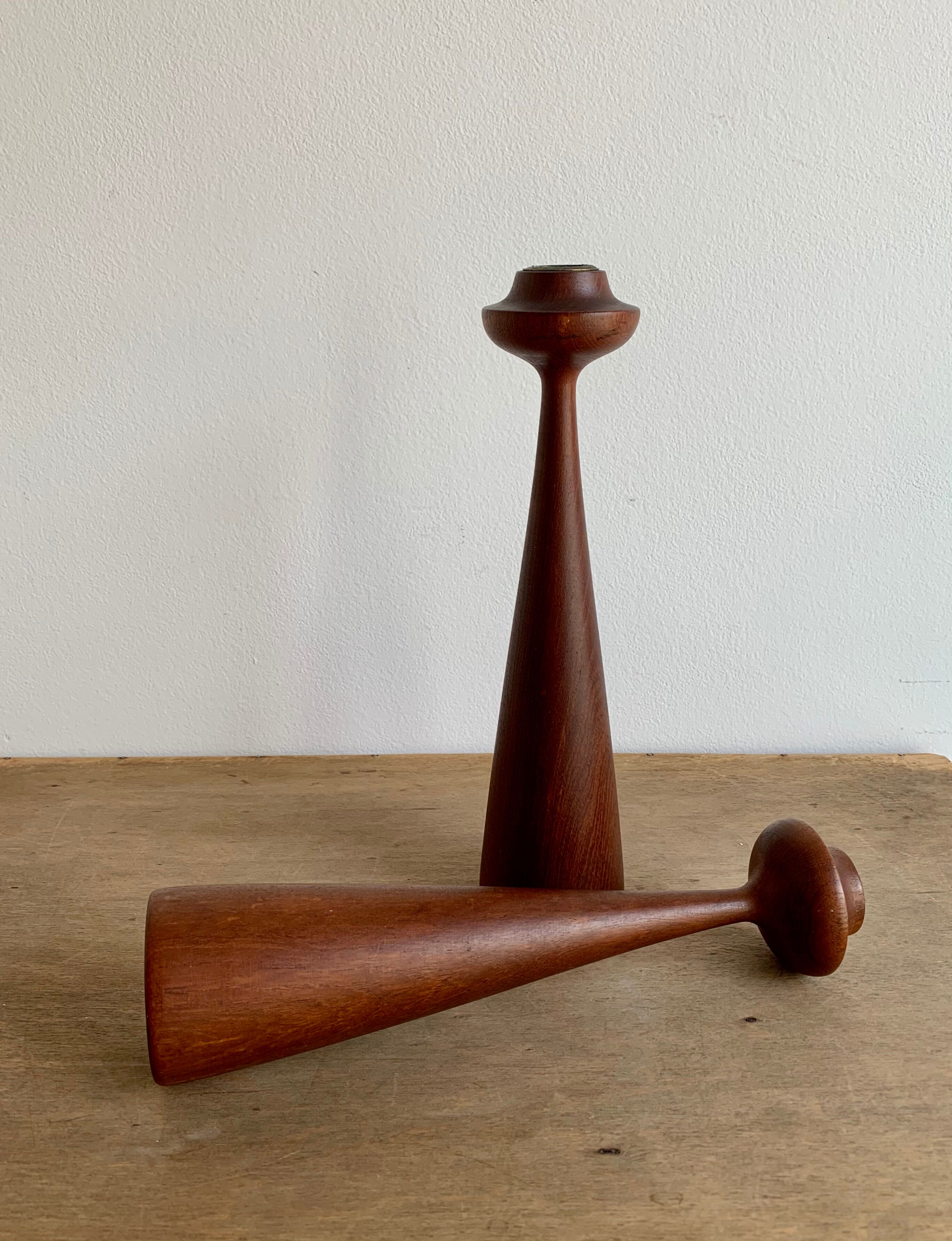 Danish teak candlesticks- Set of 2,  1960s