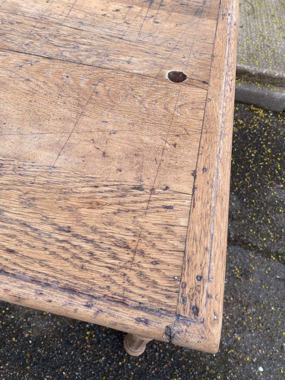 19th-century Louis XVI solid oak farmhouse table, 140cm.